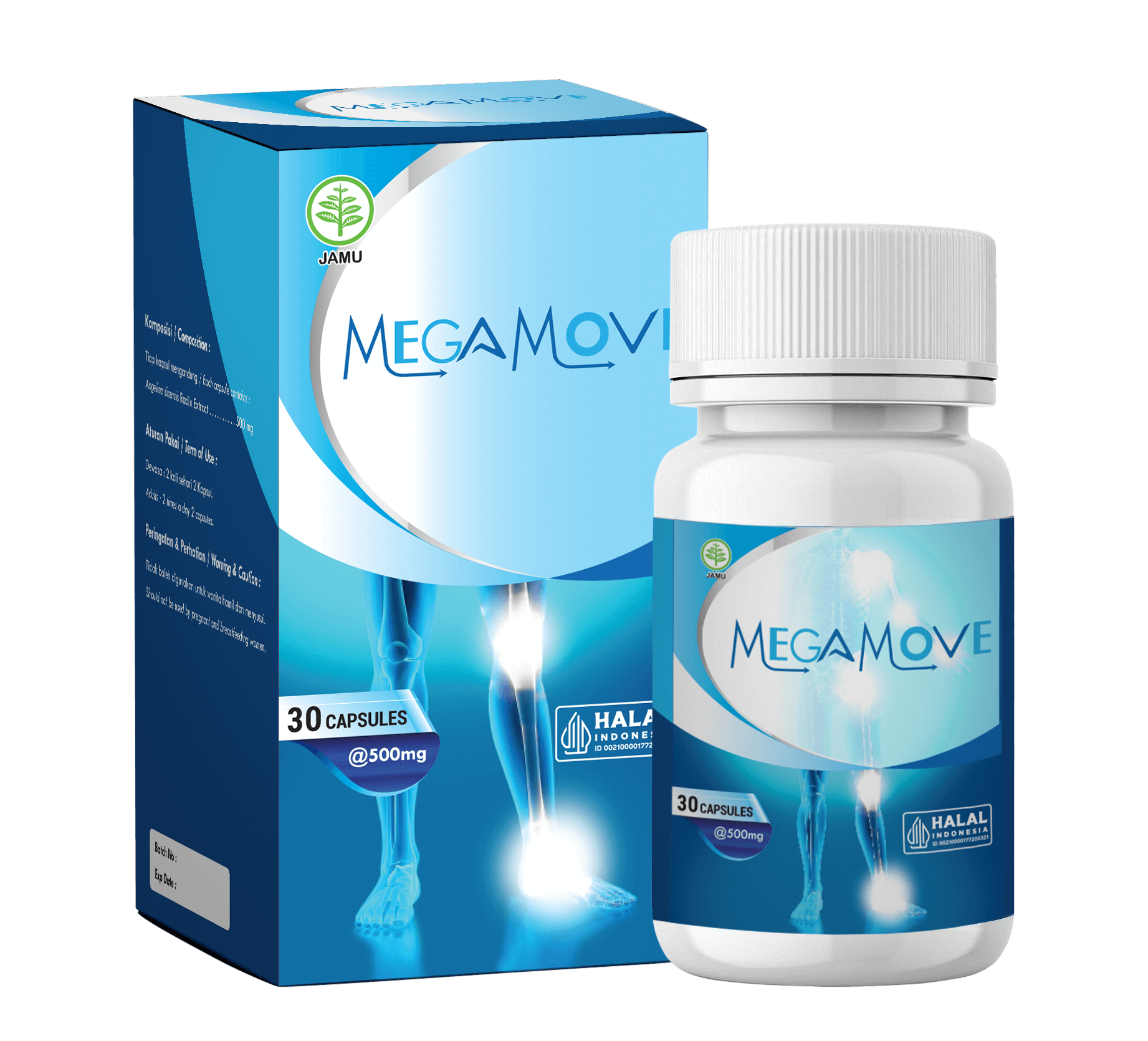 Kemasan Megamove untuk dukungan kesehatan sendi